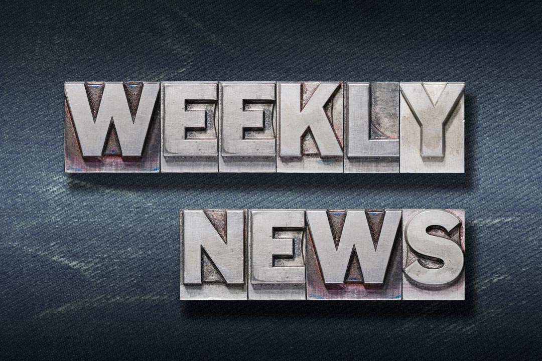 Weekly News written in blocks on a dark background.