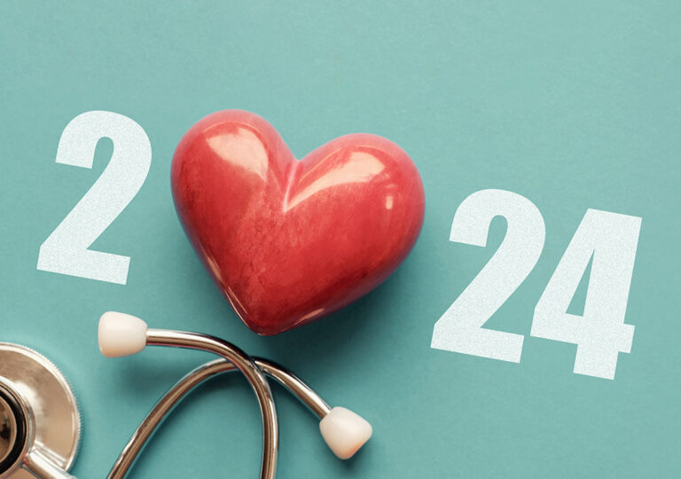2024 with the zero as a heart, with a stethoscope underneath