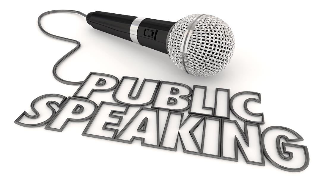 Public Speaking written in the cable from a microphone