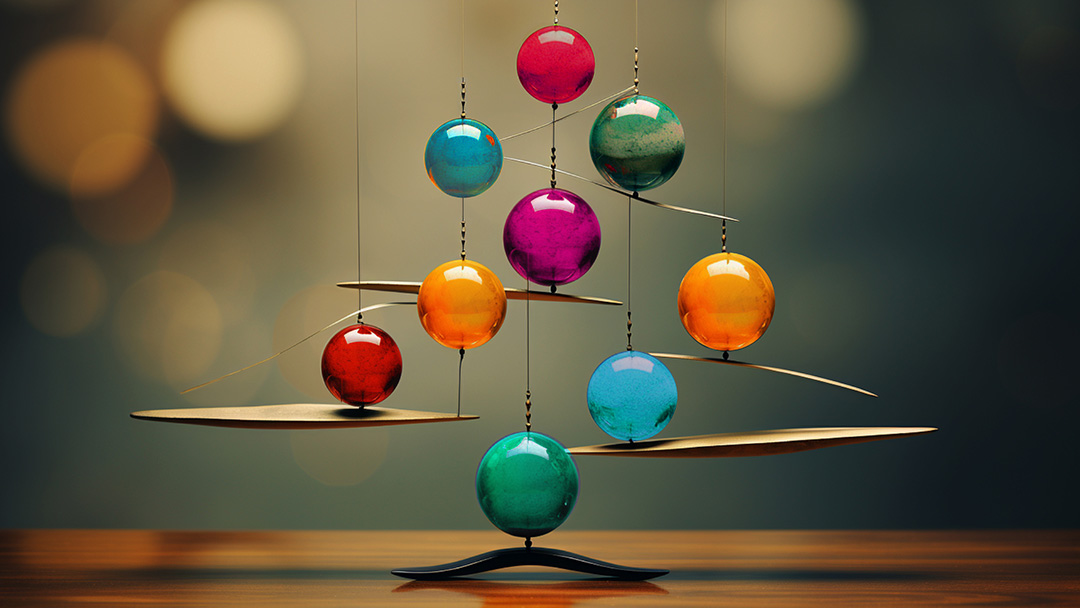 Abstract image of marbles balancing