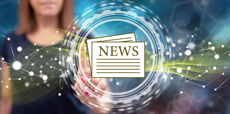 Woman touching a breaking news concept