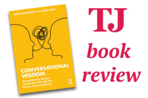 Conversational Wisdom book cover with "TJ book review" text to the right.