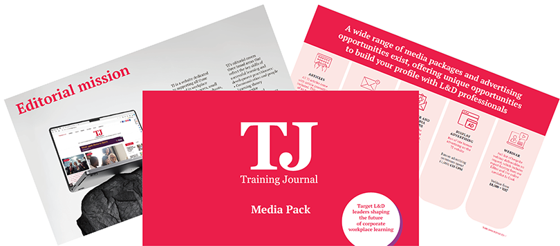 Training Journal media pack - showing three pages at different angles