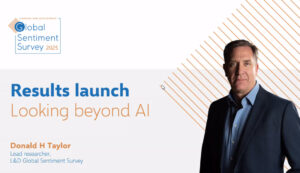 Global Sentiment Survey 2025 front cover showing Donald H Taylor (C) Don Taylor