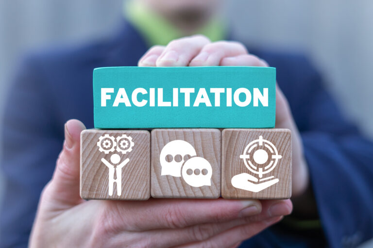 Concept of facilitation. Business and finance facilitating.