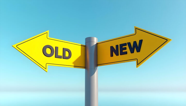 Old vs New, Old or New. An image of a yellow road sign