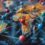 The global business structure of networking. Analysis and data exchange customer connection, HR recruitment and global outsourcing, Customer service, Teamwork, Strategy,