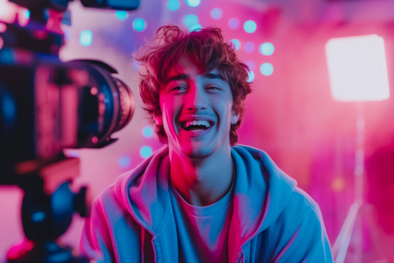 young tiktoker recording video for social networks