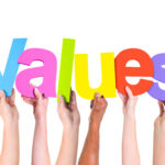 Multi-Ethnic Hands Holding The Word Values