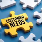 The phrase "customer needs" displayed on a puzzle piece. To explore or comprehend the needs and desires.