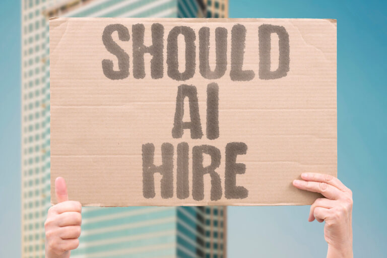 "Should AI Hire" Organizations debate automated recruitment and selection processes today. HIRE. RECRUIT. SELECTION. HR. CANDIDATE.