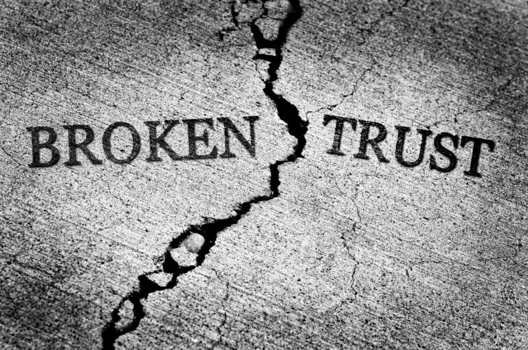 Broken Trust Illustrated with Cracked Concrete