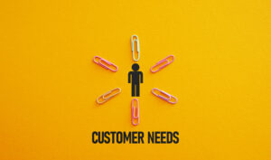 Customer needs concept is shown using the text