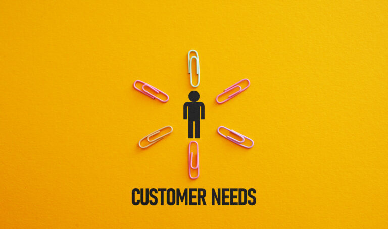 Customer needs concept is shown using the text