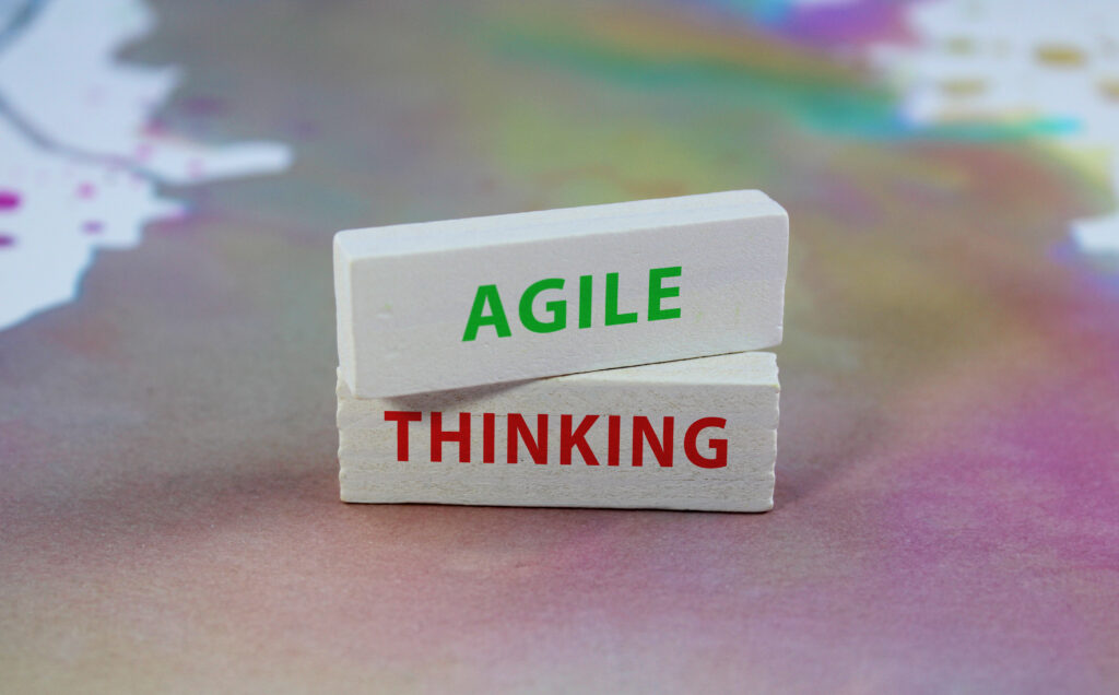 Colorful wooden blocks whit words agile thinking