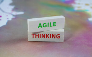 Colorful wooden blocks whit words agile thinking