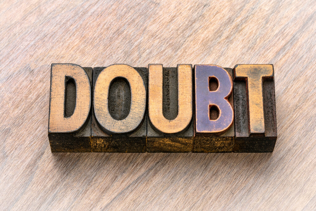 doubt word in wood type