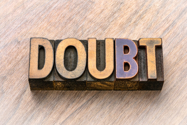 doubt word in wood type