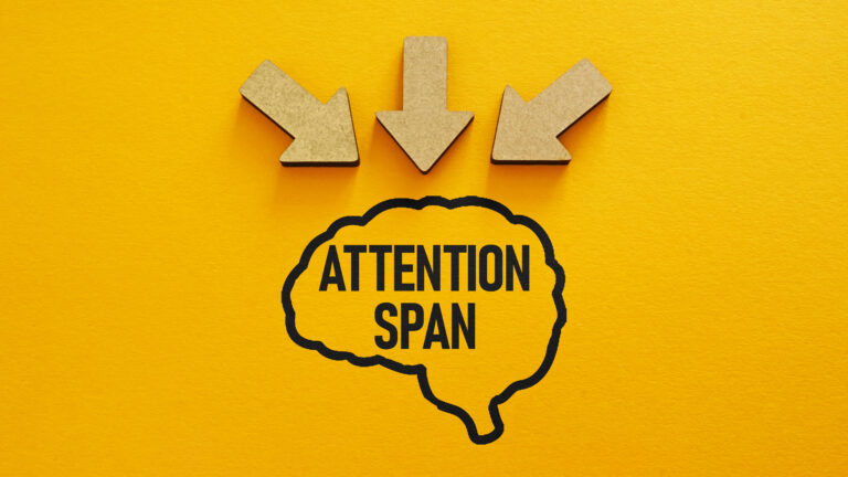 Attention Span Concept with Distracted Mind, Focus Control, Digital Distraction, Multitasking Overload, Productivity Loss and Concentration Problems